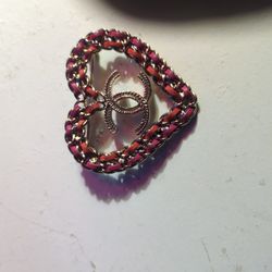 Gucci Love Red Crystal Double G Brooch