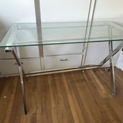 Glass And Chrome Console Table