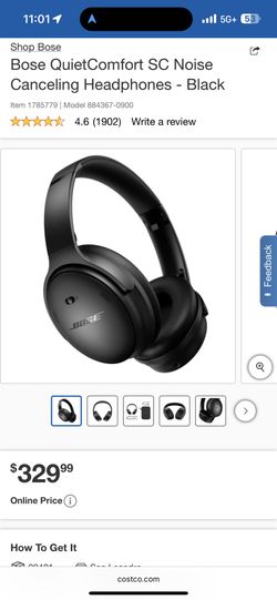 Bose QuietComfort SC Noise Canceling Headphones - Black