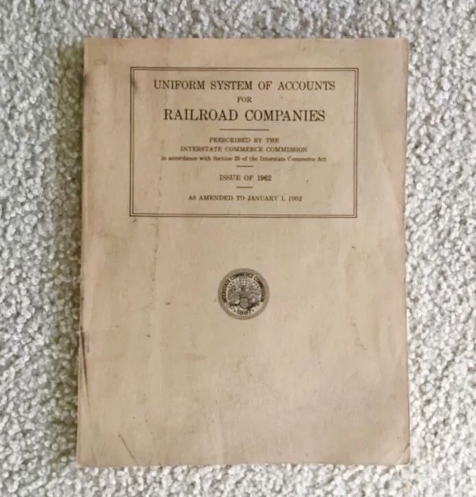Vintage 1962 UNIFORM SYSTEM OF ACCOUNTS FOR RAILROAD COMPANIES First Edition - RARE!!