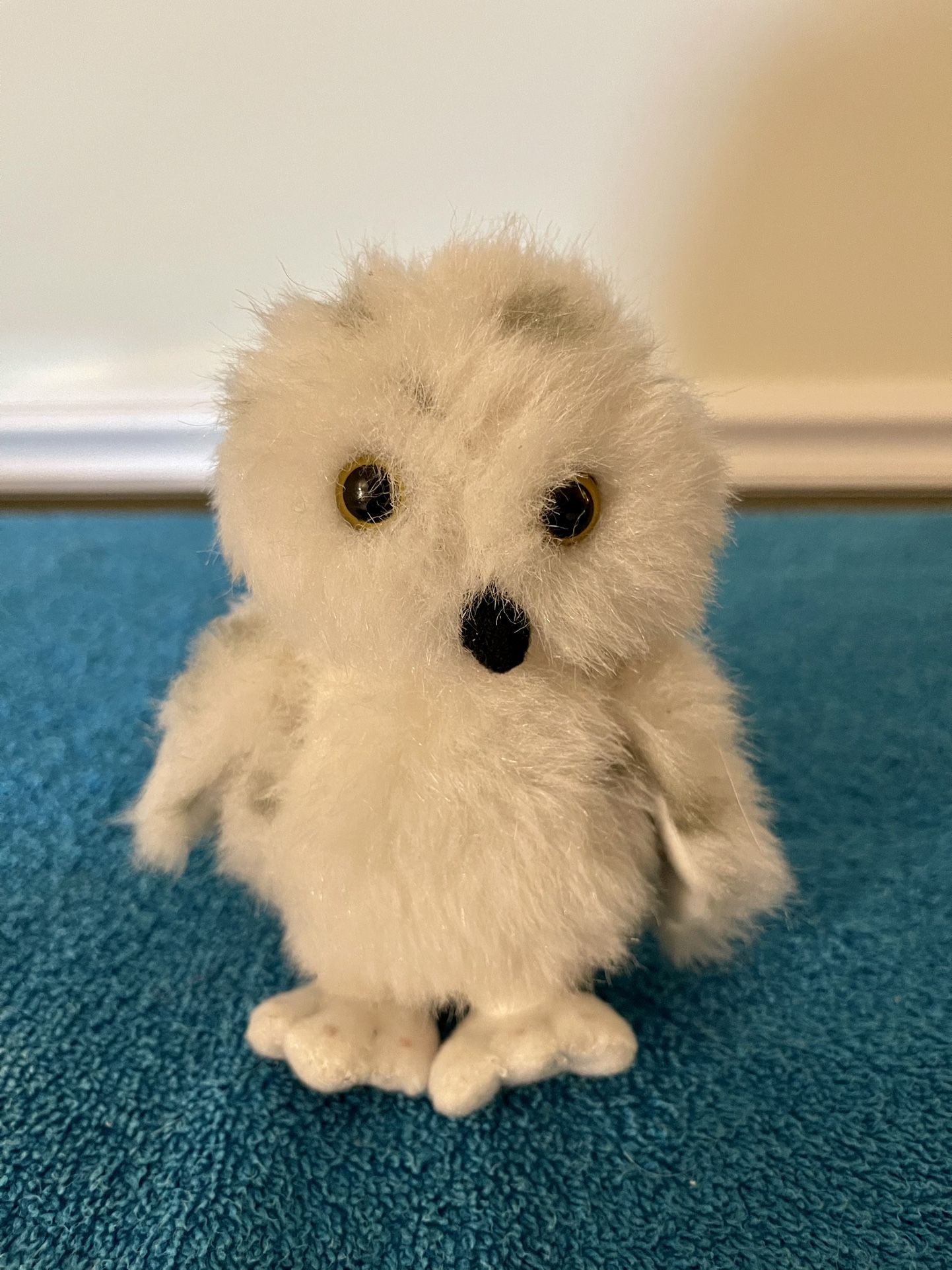 6 Inch Realistic Owl Plush With Canadian Maple Leaf On Bottom Of One Foot