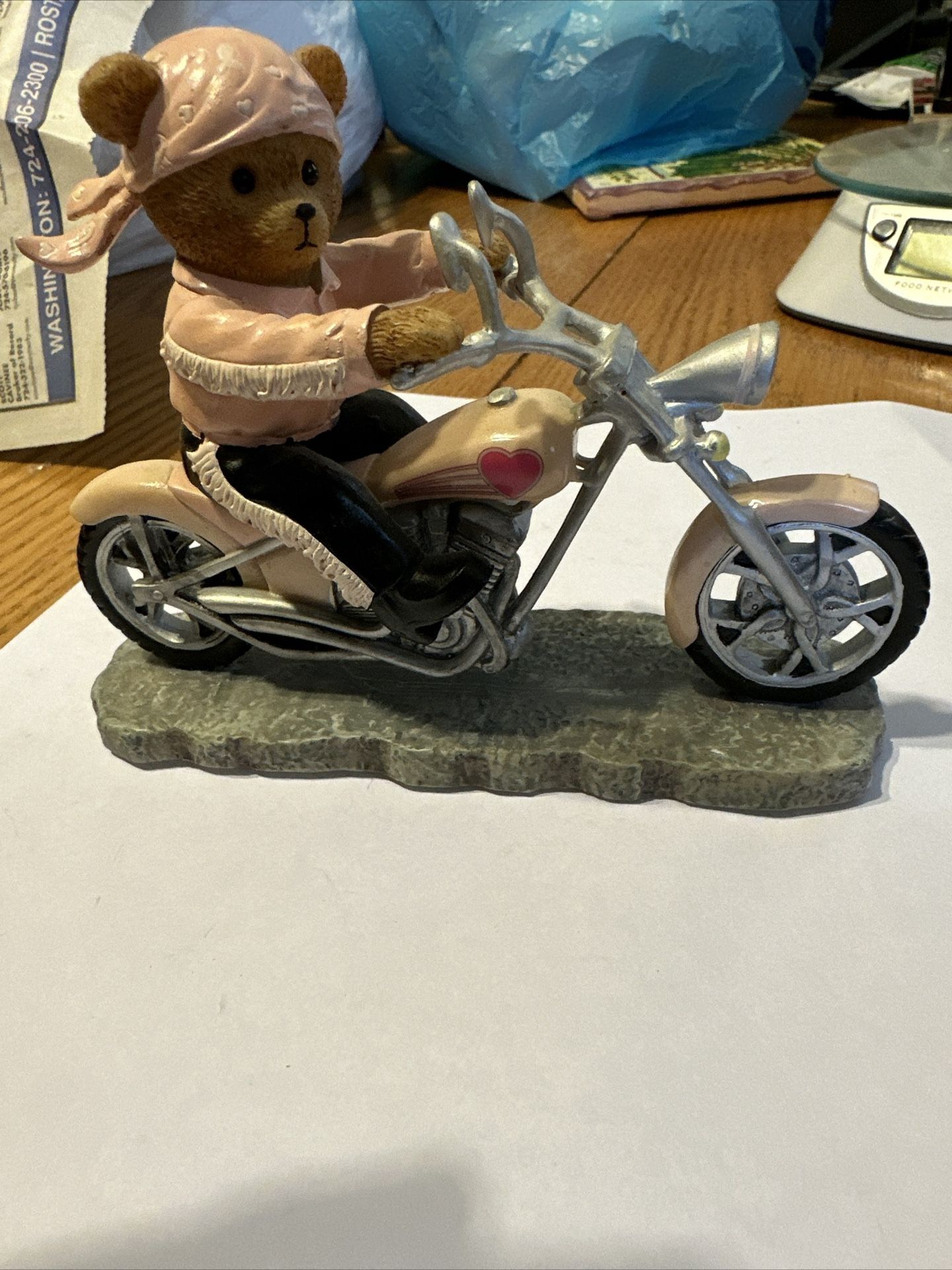 Motorcycle Bear Pink Headed For A Cure Faithful Fuzzies On The Road Figurine