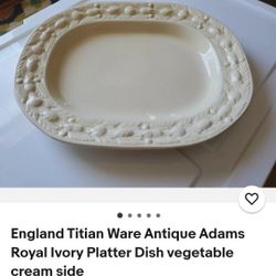 Thanksgiving Antique Platter England Titian Ware Adams Royal Ivory Side Dish Plate Vintage