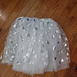 Girls White Tutu Skirt With Silver Stars
