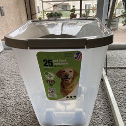 Set of 2x25lb Pet food container on wheels