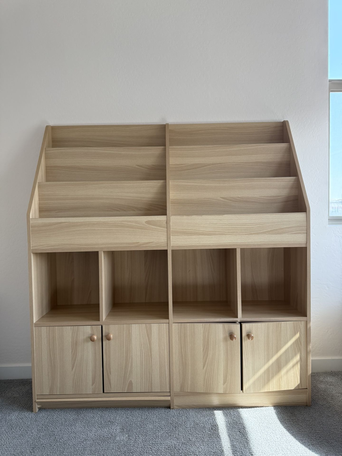 Modern Light Wood Bookshelf & Storage Cabinet – Great for Kids or Office
