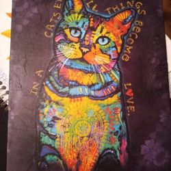 COLORFUL CAT CANVAS WALL DECOR 