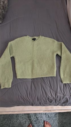 Girls Light Green Cropped Knit Sweater