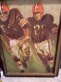 Vintage 1960's CLEVELAND BROWNS  - DAVID BOSS NFL Football Similart Oil Painting