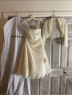 Size 12 David’s Bridal Wedding Dress with Matching Wrap - Worn Once