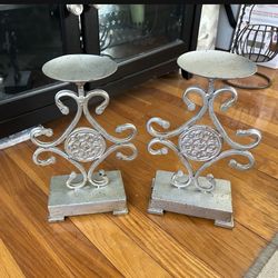 Two Identical Candleholders 10.5”