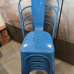 Metal Blue Chairs X4 