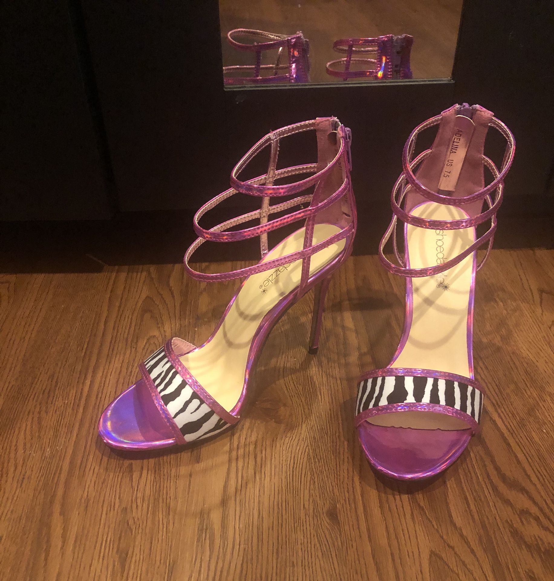 New! Pink Zebra Print Heels