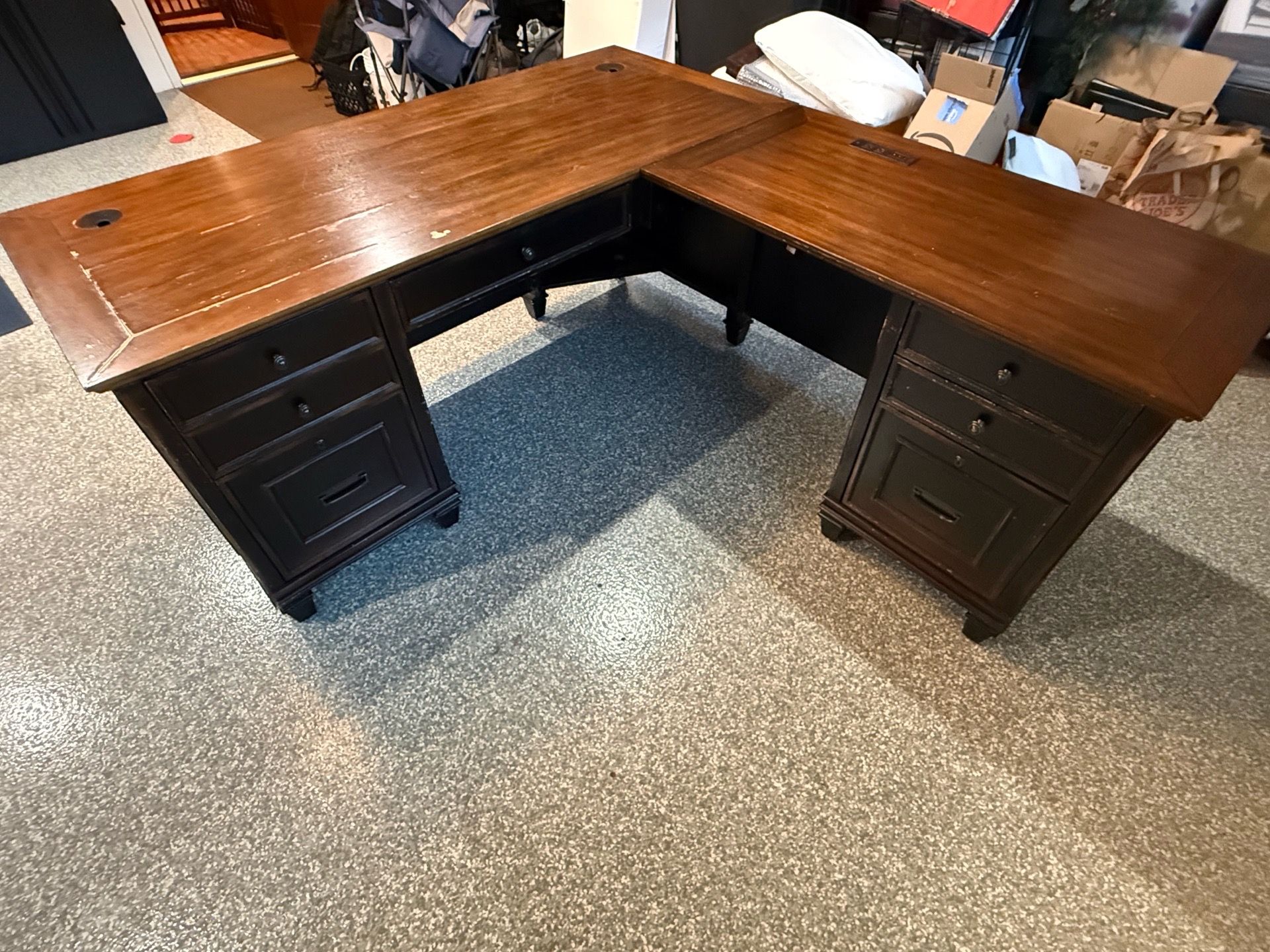 Used L shaped wood desk - must go!