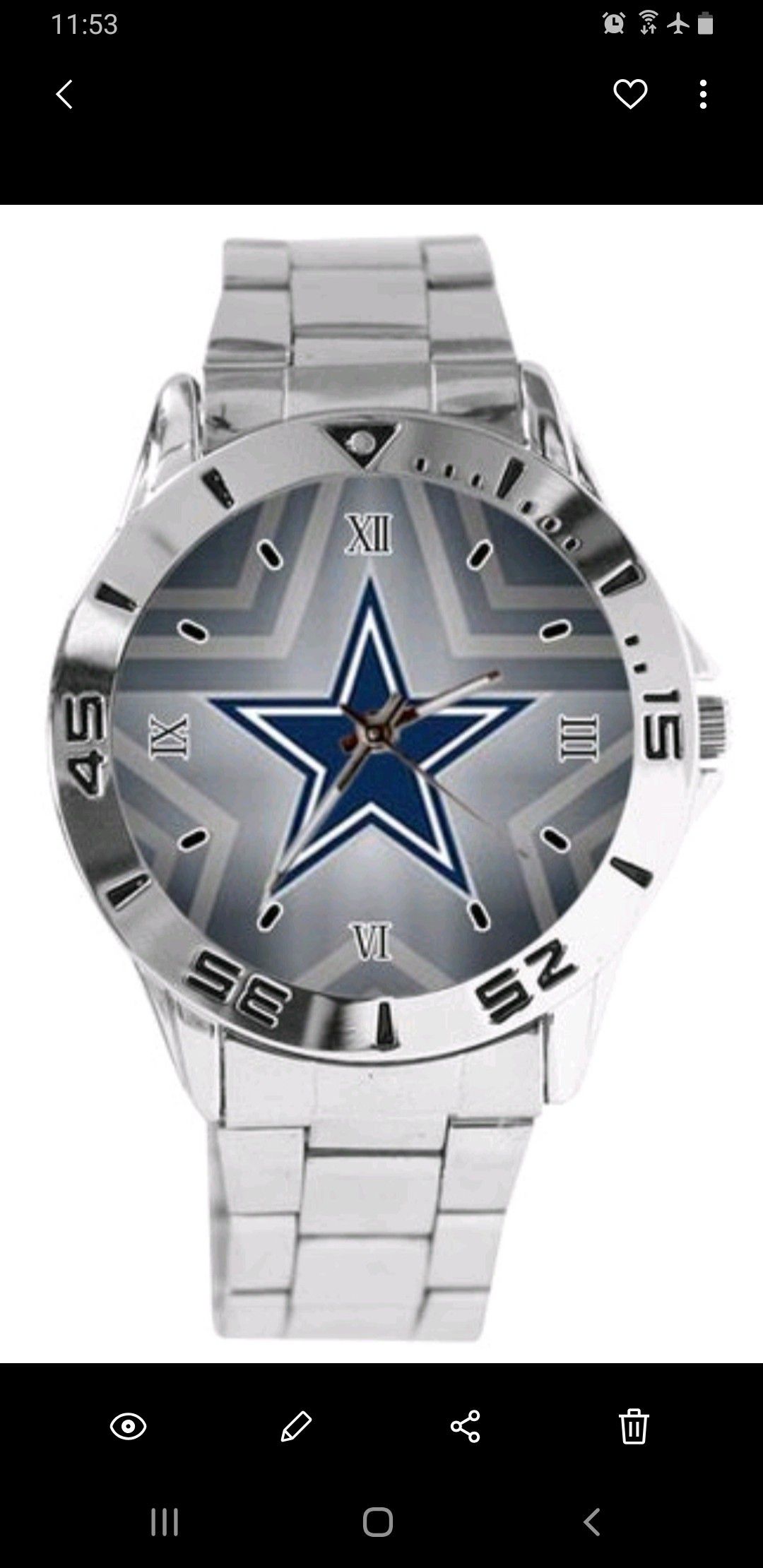 Stainless Steel Dallas Cowboys Watch
