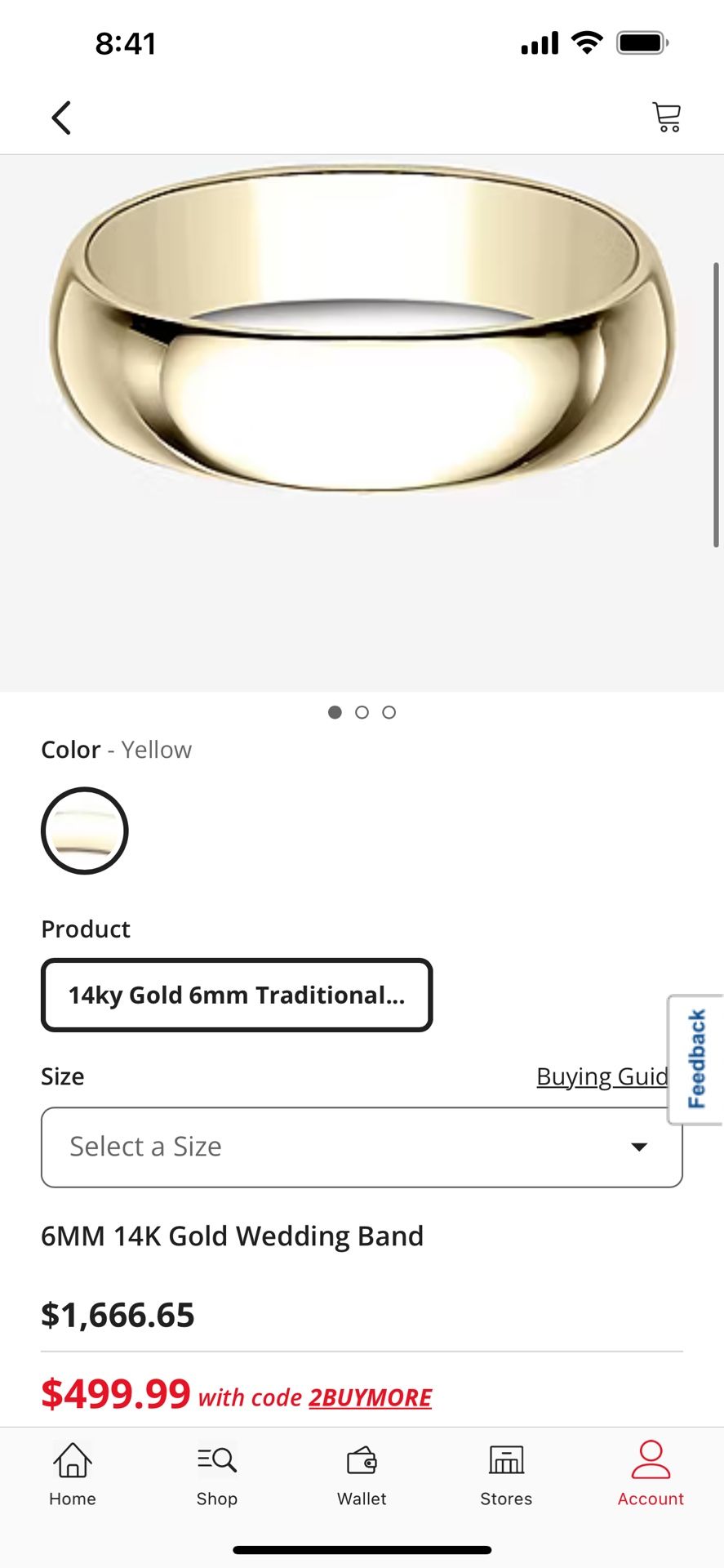 Men’s 14 K Gold Wedding Band Size 9