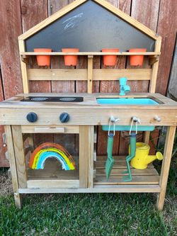 Kids Outdoor Wooden Mud Kitchen Play Set