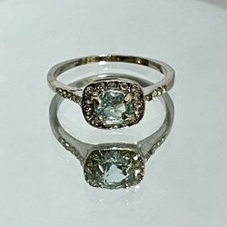 Aquarium Aqua Blue Round CZ Cubic Zircon Cushion Cut Size 10 Ring .80CT Princess