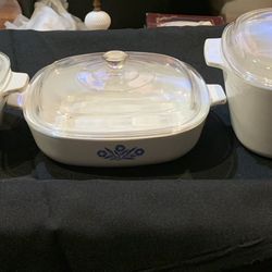 Rare Vintage Corning Ware Blue Cornflower Casserole Dishes set of 3 with original lids