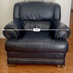 Blue Leather Armchair – Moving Sale