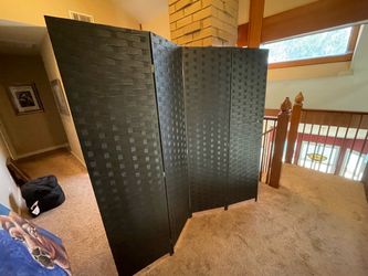 Black Woven 4-Panel Room Divider