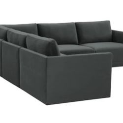 Custom Charcoal Black Velvet Sectional- PICKUP TOMORROW 