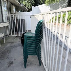 Green stackable chairs