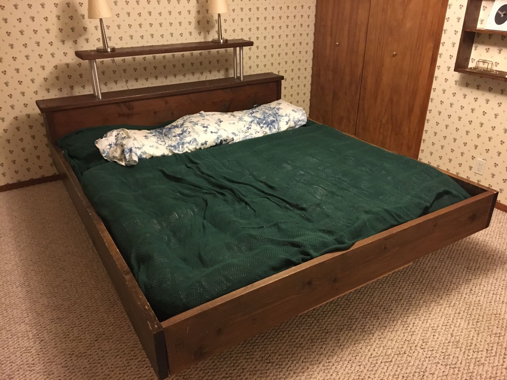 Waterbed king size mattress bed frame with 6 storage drawers. for Sale