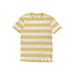 J. Crew Men’s Yellow/ White Wide Stripe Crew Neck Shirt Size Small