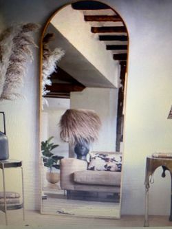 65” x 22“ Full Length Arched Mirror, Gold