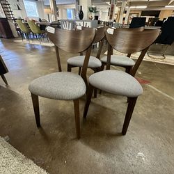Grey Fabric Walnut Dining Chair (individually Priced)