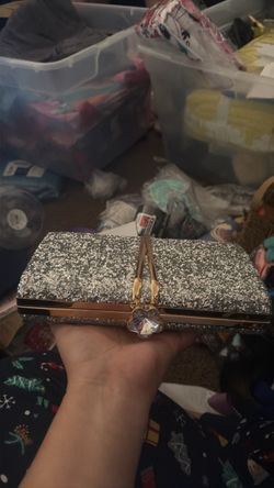 Silver Glitter Clutch Evening Bag