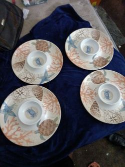 Coastal Chip and Dip Plate Set of 4