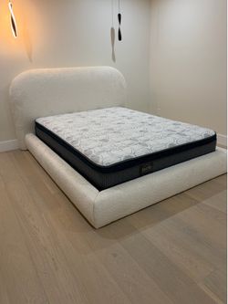 Queen size mattress pillow top 12”.   New mattress in a plastic sealed.  We offer same day delivery
