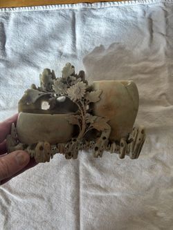 Antique Carved Soapstone Floral 