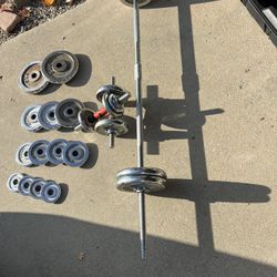 110 lbs adjustable dumbbells & bars with rollers.  📣📣📣