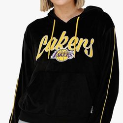 FOCO Women's NBA Team Logo Fashion Velour Hooded Sweatshirt XL