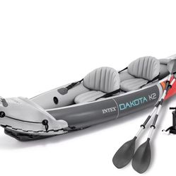 Intex Dakota K2 2 Person Vinyl Inflatable Kayak and Accessory Kit w/ Oars & Pump