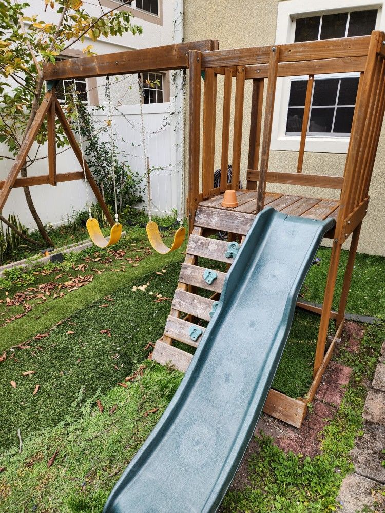 Kids Swing Set And Play Area