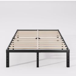 King Size Metal Platform Bed Frame Wooden Slats, 14 Inch High, No Box Spring Needed,Heavy Duty 3500 Pounds Support,Noise Fre
