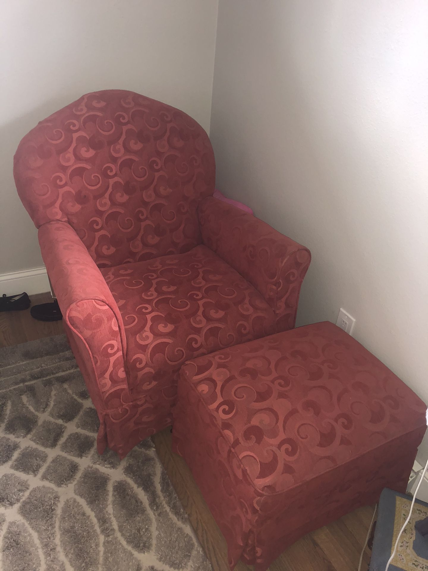 Red Accent Chair with ottoman