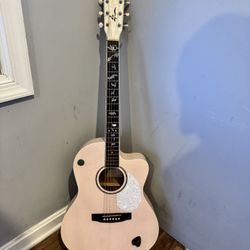 Cort Jade Classic Cutaway Acoustic Electric Guitar Pastel Pink Open Pore