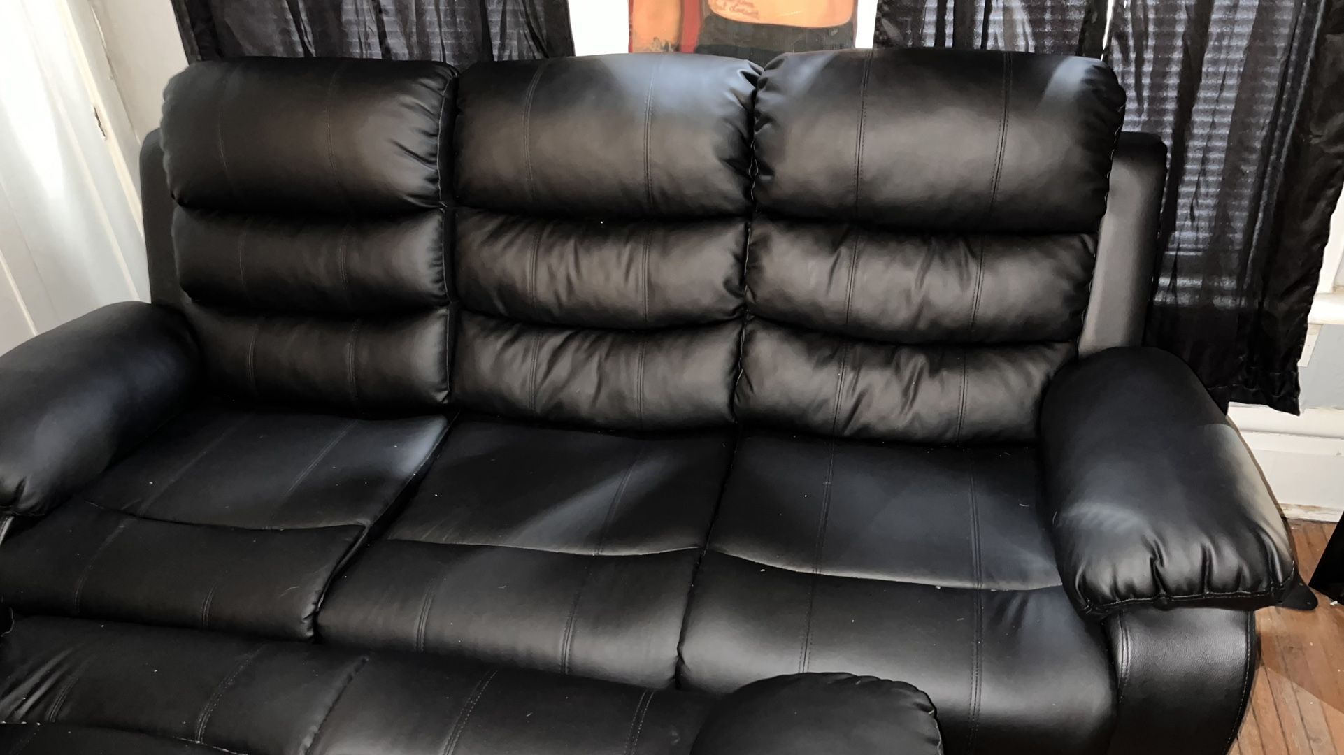 Black Leather Couch & Love Sofa