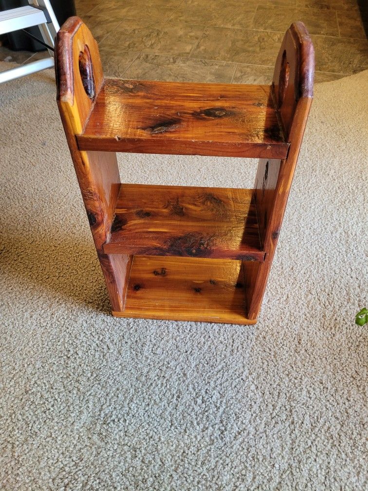 Small solid cedar wood knick knack shelf