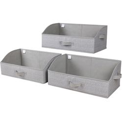 WUIKE Closet Organizers and Storage, Trapezoid Storage Bins, Fabric Closet Baskets with Handles, Clothing Bins for Shelves, Foldable Storage Baskets f