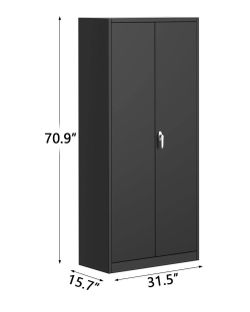 71" Metal Storage Cabinet with Lock & 4 Adjustable Shelves
