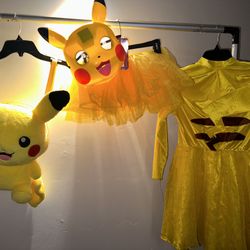 Pikachu Pokémon Plush Backpack Costume Dress Adult Mask Yellow Family Mommy And Me Set Halloween 