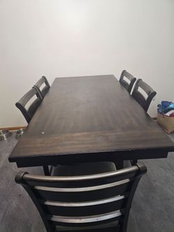 Dark Wood Dining Table with 6 Chairs