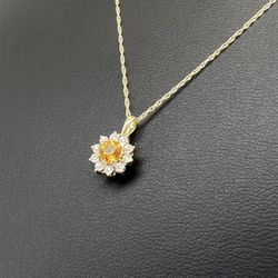 10kt Gold Citrine With Diamonds Necklace & Pendant Combo 1.10grams 165072 7