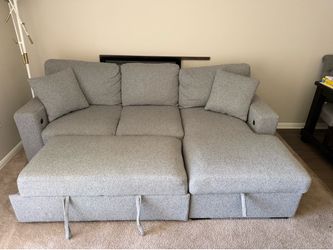 Like-New Sectional Sofa with Storage & Pull-Out Ottoman